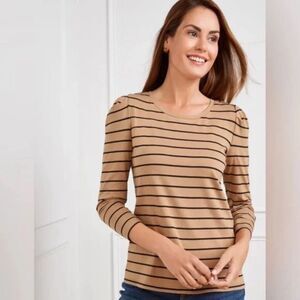 Talbots Long Sleeve Crewneck Striped Top Blouse